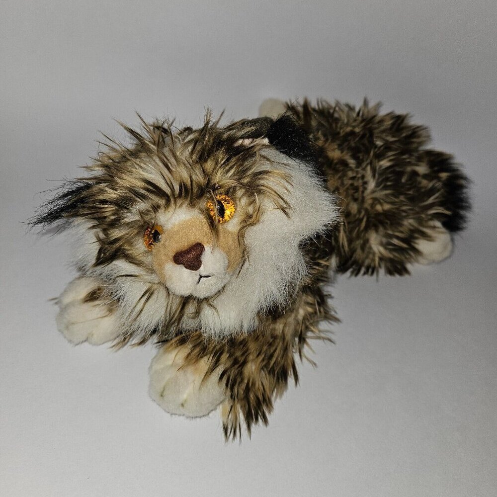 Aurora Cat Plush Brown Spiky White Fuzzy Fur Orange Eyes Realistic Maine Coone?